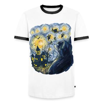 Soirée effrayante avec des fantômes de citrouilles - T-shirt contrasté Homme - blanc/noir - Devant - AI Model Female 172 light (172cm) & AI Model Male 178 dark (178cm)