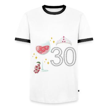 Prost Auf 30 Jahre Weintrauben Zur Feier Des - Männer Kontrast-T-Shirt - Weiß/Schwarz - Vorne - AI Model Female 172 light (172cm) & AI Model Male 178 dark (178cm)