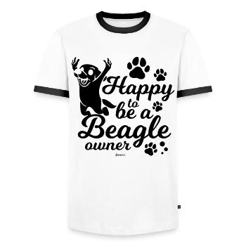 Beagle Hund - Männer Kontrast-T-Shirt - Weiß/Schwarz - Vorne - AI Model Female 172 light (172cm) & AI Model Male 178 dark (178cm)