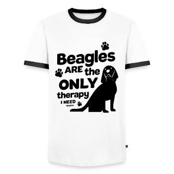 Amateurs de chiens Beagle - T-shirt contrasté Homme - blanc/noir - Devant - AI Model Female 172 light (172cm) & AI Model Male 178 dark (178cm)