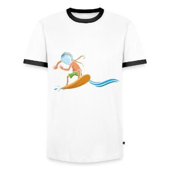 Boy is now 10 double digit surfing 10. - Men's Ringer Shirt - white/black - Front - AI Model Female 172 light (172cm) & AI Model Male 178 dark (178cm)