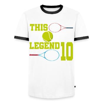 Diese Sportlegende Ist Jetzt 10, Tennis 10. - Männer Kontrast-T-Shirt - Weiß/Schwarz - Vorne - AI Model Female 172 light (172cm) & AI Model Male 178 dark (178cm)