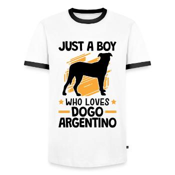 Seulement un garçon qui aime Dogo Argentino - T-shirt contrasté Homme - blanc/noir - Devant - AI Model Female 172 light (172cm) & AI Model Male 178 dark (178cm)