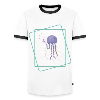 Cute Jellyfish Heart Underwater Sea Animal Lover - Men's Ringer Shirt - white/black - Front - AI Model Female 172 light (172cm) & AI Model Male 178 dark (178cm)