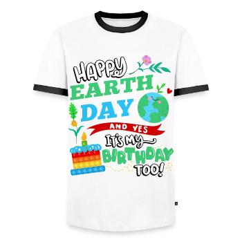 Happy Earth Day And Yes I Have Too - Men's Ringer Shirt - white/black - Front - AI Model Female 172 light (172cm) & AI Model Male 178 dark (178cm)