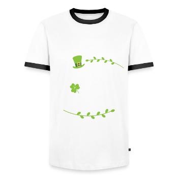 Irish You Happy New Year Green Shamrock - Men's Ringer Shirt - white/black - Front - AI Model Female 172 light (172cm) & AI Model Male 178 dark (178cm)