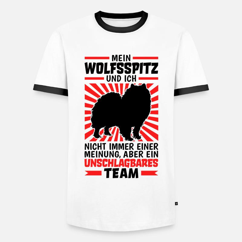 Wolfsspitz unschlagbar deutscher Spitz Keeshond - Männer Kontrast-T-Shirt - Weiß/Schwarz