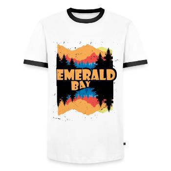 Emerald Bay Camping Nevada Kalifornien Staatspark - Männer Kontrast-T-Shirt - Weiß/Schwarz - Vorne - AI Model Female 172 light (172cm) & AI Model Male 178 dark (178cm)