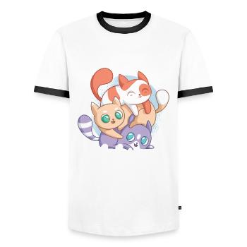 Cat Siblings Brother Sister Baby - Men's Ringer Shirt - white/black - Front - AI Model Female 172 light (172cm) & AI Model Male 178 dark (178cm)