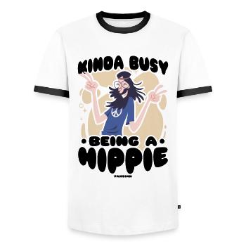 Hippie - T-shirt contrasté Homme - blanc/noir - Devant - AI Model Female 172 light (172cm) & AI Model Male 178 dark (178cm)