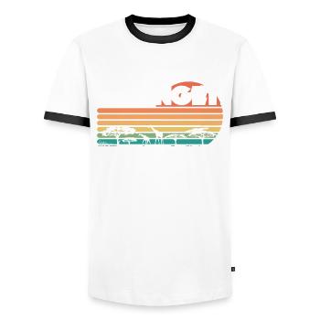 Nationalpark Serengeti Afrika Safari in der Savann - Männer Kontrast-T-Shirt - Weiß/Schwarz - Vorne - AI Model Female 172 light (172cm) & AI Model Male 178 dark (178cm)