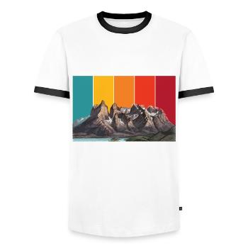 Torres del Paine Chile Nationalpark Eisberge - Men's Ringer Shirt - white/black - Front - AI Model Female 172 light (172cm) & AI Model Male 178 dark (178cm)