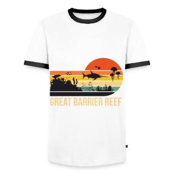 Great Barrier Reef Souvenir Tauchen Australien Kor - Männer Kontrast-T-Shirt - Weiß/Schwarz - Vorne - AI Model Female 172 light (172cm) & AI Model Male 178 dark (178cm)