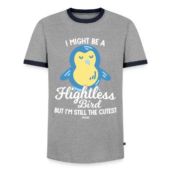 pingouin mignon ne peut pas voler - T-shirt contrasté Homme - gris/marine  - Devant - AI Model Female 172 light (172cm) & AI Model Male 178 light (178cm)