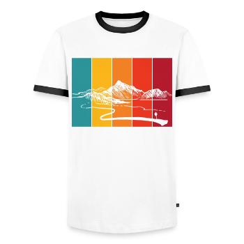 Mountain Fiordland National Park Nouvelle-Zélande Touriste Wan - T-shirt contrasté Homme - blanc/noir - Devant - AI Model Female 172 light (172cm) & AI Model Male 178 dark (178cm)