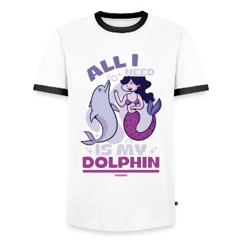 Delfin - Männer Kontrast-T-Shirt - Weiß/Schwarz - Vorne - AI Model Female 172 light (172cm) & AI Model Male 178 dark (178cm)