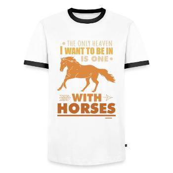 Horse Horse Lover Stallion Riding Club - T-shirt contrasté Homme - blanc/noir - Devant - AI Model Female 172 light (172cm) & AI Model Male 178 dark (178cm)