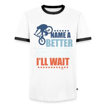 Name me something better than riding BMX - Men's Ringer Shirt - white/black - Front - AI Model Female 172 light (172cm) & AI Model Male 178 dark (178cm)