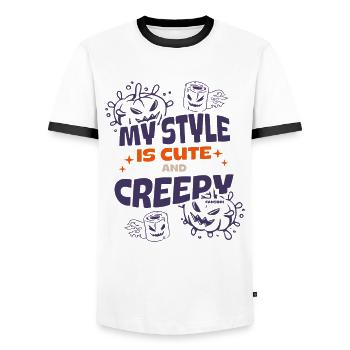 sweet and scary Halloween - Men's Ringer Shirt - white/black - Front - AI Model Female 172 light (172cm) & AI Model Male 178 dark (178cm)