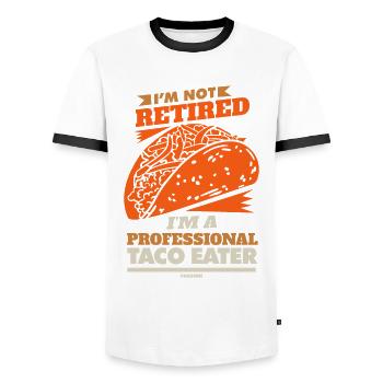 Je ne suis pas à la retraite Je suis un mangeur de tacos professionnel - T-shirt contrasté Homme - blanc/noir - Devant - AI Model Female 172 light (172cm) & AI Model Male 178 dark (178cm)