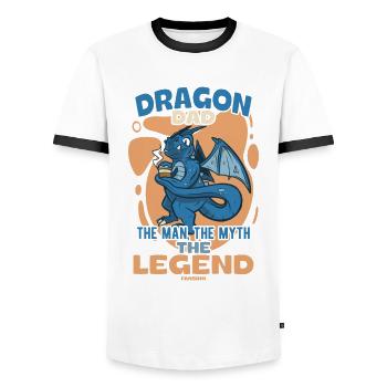 Dragon Dad The Man The Myth The Legend - Männer Kontrast-T-Shirt - Weiß/Schwarz - Vorne - AI Model Female 172 light (172cm) & AI Model Male 178 dark (178cm)