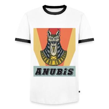 Anubis Ägyptologie Gott des toten ägyptischen Phar - Männer Kontrast-T-Shirt - Weiß/Schwarz - Vorne - AI Model Female 172 light (172cm) & AI Model Male 178 dark (178cm)