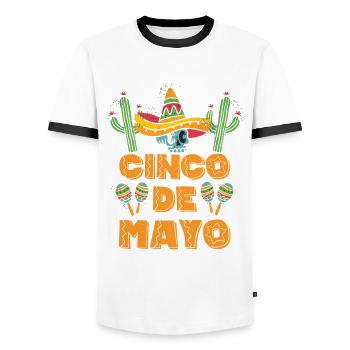 Cinco de Mayo Sombrero Cactus Skull Mexican Souven - Männer Kontrast-T-Shirt - Weiß/Schwarz - Vorne - AI Model Female 172 light (172cm) & AI Model Male 178 dark (178cm)