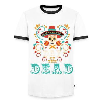 Jour des morts Vacances Mexique Crâne de sucre mexikani - T-shirt contrasté Homme - blanc/noir - Devant - AI Model Female 172 light (172cm) & AI Model Male 178 dark (178cm)