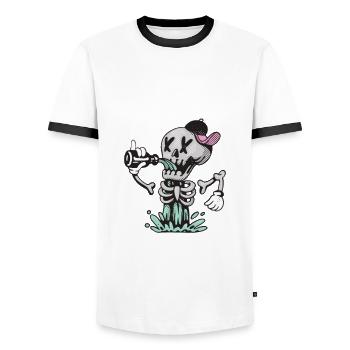 Halloween Costume Pumpkin Attack Nightmare - Men's Ringer Shirt - white/black - Front - AI Model Female 172 light (172cm) & AI Model Male 178 dark (178cm)