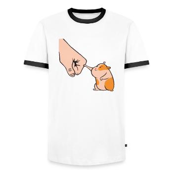 Hamster - T-shirt contrasté Homme - blanc/noir - Devant - AI Model Female 172 light (172cm) & AI Model Male 178 dark (178cm)