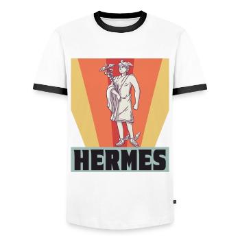 Hermes Griechenland Gott Griechische Mythologie An - Männer Kontrast-T-Shirt - Weiß/Schwarz - Vorne - AI Model Female 172 light (172cm) & AI Model Male 178 dark (178cm)