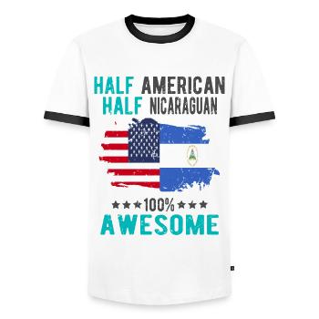 Half American Half Nicaraguan - Men's Ringer Shirt - white/black - Front - AI Model Female 172 light (172cm) & AI Model Male 178 dark (178cm)