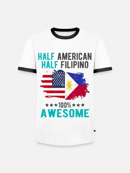 Half American Half Filipino - Men's Ringer Shirt - white/black