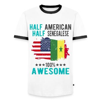 Halb Amerikaner Halb Senegalese - Männer Kontrast-T-Shirt - Weiß/Schwarz - Vorne - AI Model Female 172 light (172cm) & AI Model Male 178 dark (178cm)