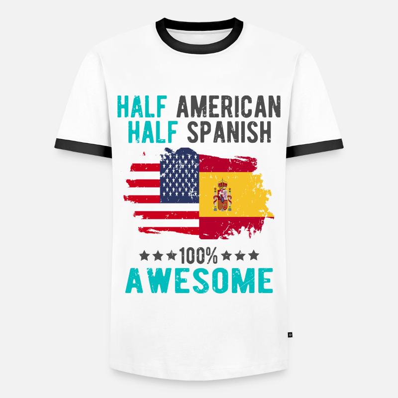 Halb Amerikaner Halb Spanier - Männer Kontrast-T-Shirt - Weiß/Schwarz