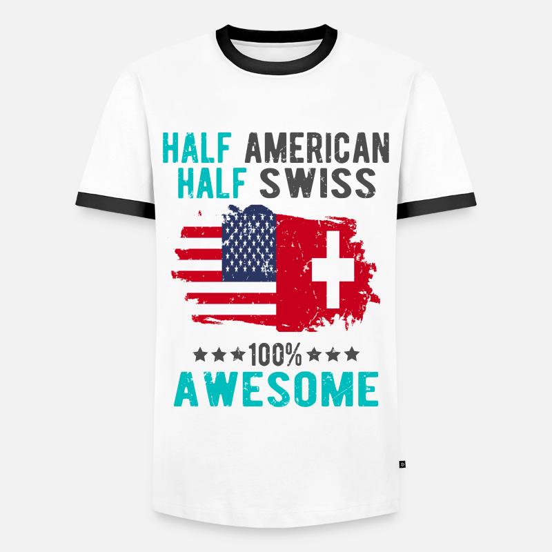 Halb Amerikaner Halb Schweizer - Männer Kontrast-T-Shirt - Weiß/Schwarz