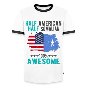 Half American Half Somali - Men's Ringer Shirt - white/black - Front - AI Model Female 172 light (172cm) & AI Model Male 178 dark (178cm)