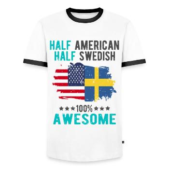 Halb Amerikaner Halb Schwede - Männer Kontrast-T-Shirt - Weiß/Schwarz - Vorne - AI Model Female 172 light (172cm) & AI Model Male 178 dark (178cm)