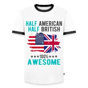 Halb Amerikaner Halb Britisch - Männer Kontrast-T-Shirt - Weiß/Schwarz - Vorne - AI Model Female 172 light (172cm) & AI Model Male 178 dark (178cm)