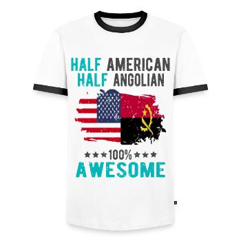 Halb Amerikaner Halb Angolier - Männer Kontrast-T-Shirt - Weiß/Schwarz - Vorne - AI Model Female 172 light (172cm) & AI Model Male 178 dark (178cm)