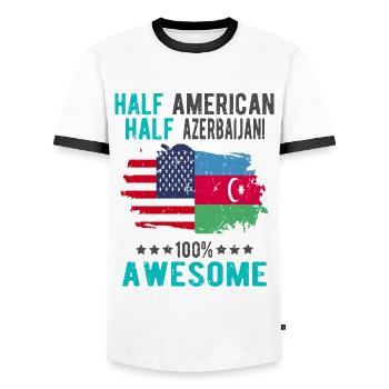 Half American Half Azerbaijani - Men's Ringer Shirt - white/black - Front - AI Model Female 172 light (172cm) & AI Model Male 178 dark (178cm)