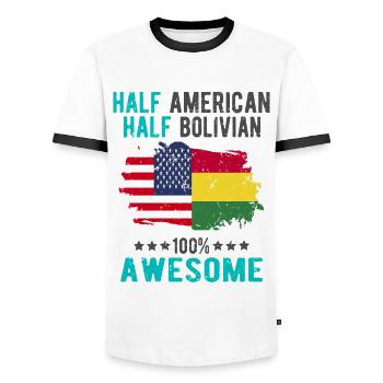 Half American Half Bolivian - Men's Ringer Shirt - white/black - Front - AI Model Female 172 light (172cm) & AI Model Male 178 dark (178cm)