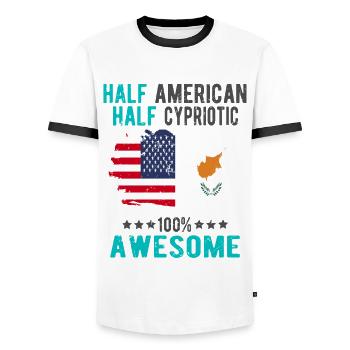 Halb Amerikaner Halb Zyprer - Männer Kontrast-T-Shirt - Weiß/Schwarz - Vorne - AI Model Female 172 light (172cm) & AI Model Male 178 dark (178cm)