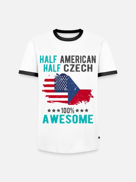 Halb Amerikaner Halb Tscheche - Männer Kontrast-T-Shirt - Weiß/Schwarz