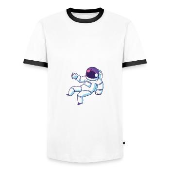 Space Astronaut Planets Solar System Galaxy M - Men's Ringer Shirt - white/black - Front - AI Model Female 172 light (172cm) & AI Model Male 178 dark (178cm)