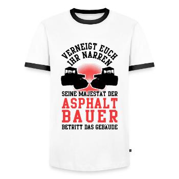 Asphaltbauer verneigt euch Straßenbauer - Männer Kontrast-T-Shirt - Weiß/Schwarz - Vorne - AI Model Female 172 light (172cm) & AI Model Male 178 dark (178cm)