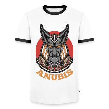 Anubis Egypt Pyramids Egyptologist Egyptologist God - Men's Ringer Shirt - white/black - Front - AI Model Female 172 light (172cm) & AI Model Male 178 dark (178cm)