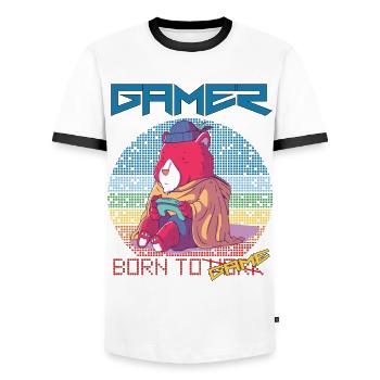 Jeux vidéo amusants de joueur nés pour jouer au jeu rétro - T-shirt contrasté Homme - blanc/noir - Devant - AI Model Female 172 light (172cm) & AI Model Male 178 dark (178cm)