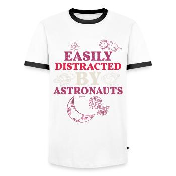 simply distracted by astronauts - Men's Ringer Shirt - white/black - Front - AI Model Female 172 light (172cm) & AI Model Male 178 dark (178cm)