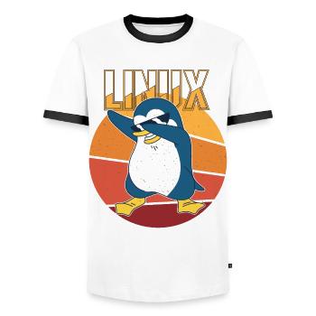 Linux Root Admin Cool Penguin Informatics Nerd - T-shirt contrasté Homme - blanc/noir - Devant - AI Model Female 172 light (172cm) & AI Model Male 178 dark (178cm)